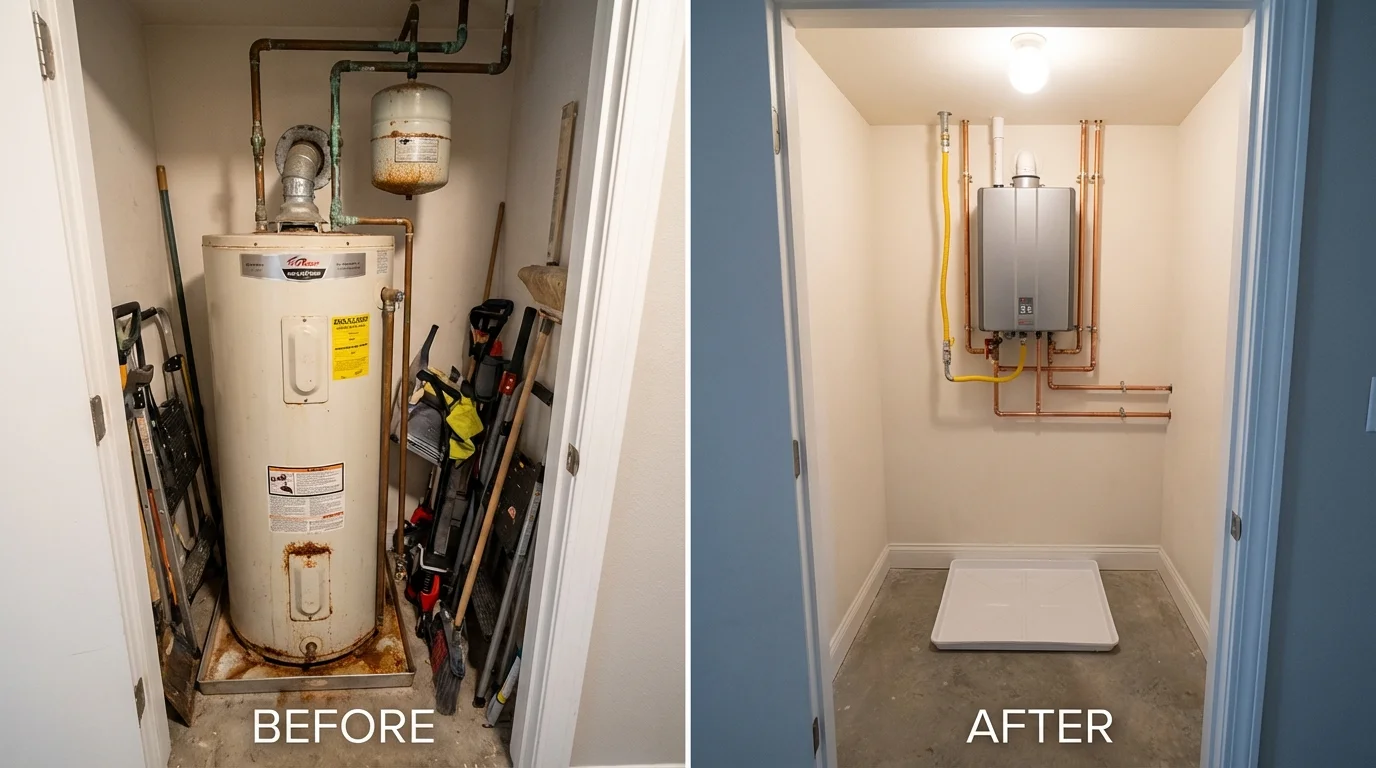 Tank water heater versus wall-mounted tankless unit comparison for Henniker, NH homeowners